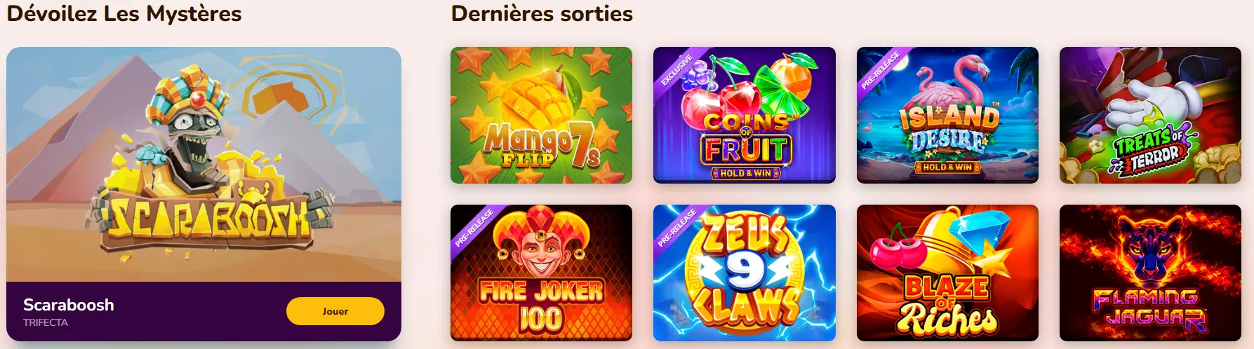 jeux populaires au Wild Sultan Casino