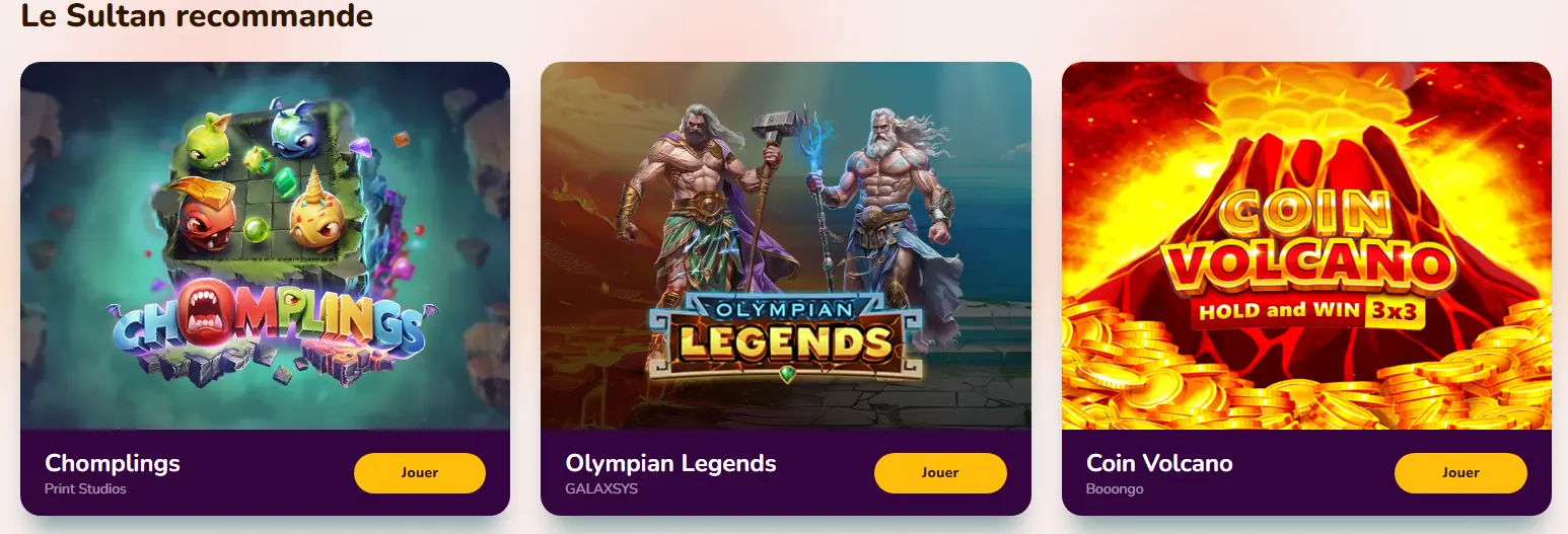 jeux populaires au Wild Sultan Casino