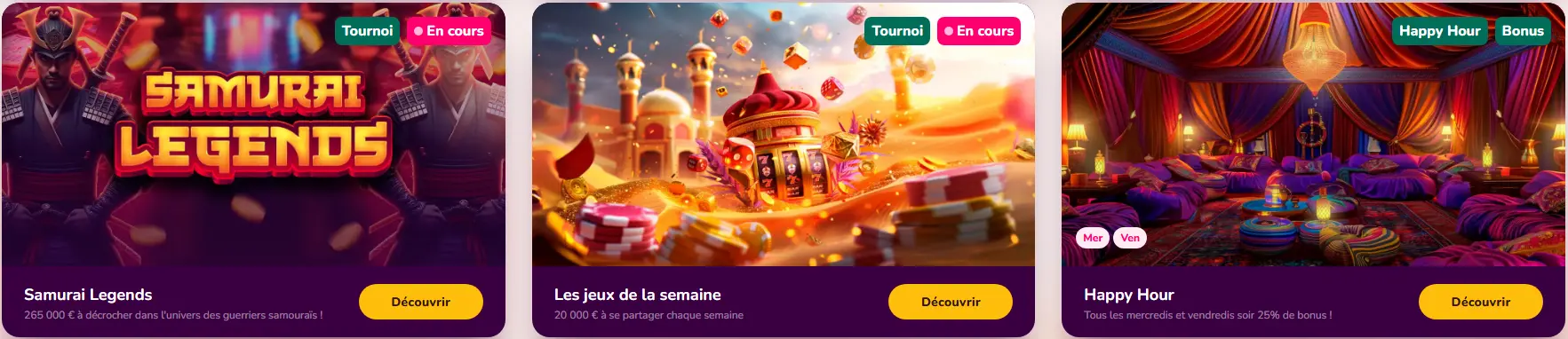 les jeux de la semaine au Wild Sultan Casino